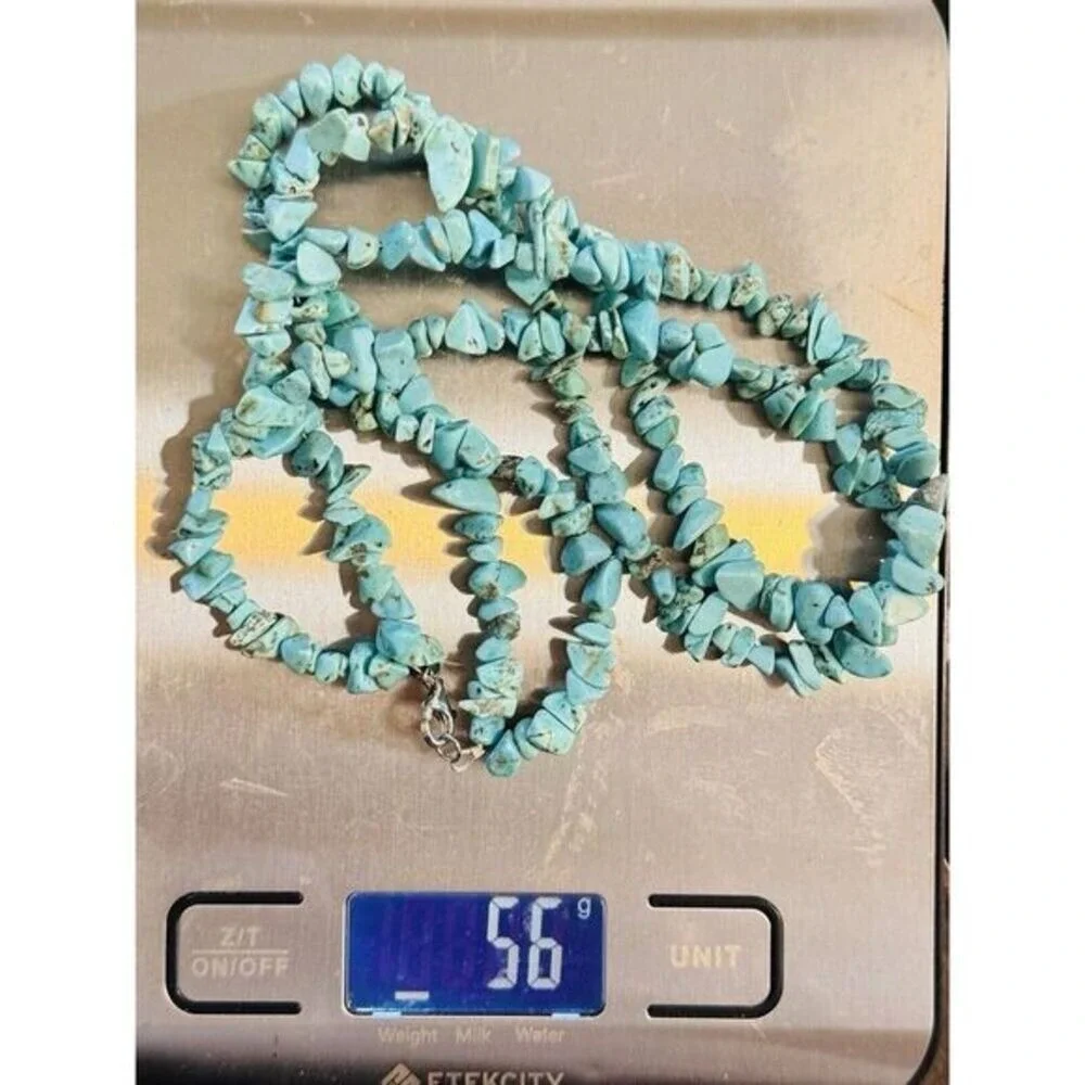 Blue Turquoise Sterling Silver 925 Clasp ATI China Necklace Beaded‎ Multi Strand